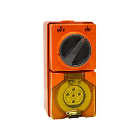 Clipsal - 56 Series, Switched Socket Outlet, 500V, 20A, 5 Round PIN, IP66, 3 Pole, Surface Mount - Chemical Grey