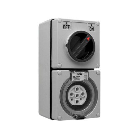 Clipsal - 56 Series, Switched Socket Outlet, 500V, 20A, 7 Round PIN, IP66, 3 Pole, Surface Mount - Resistant Orange