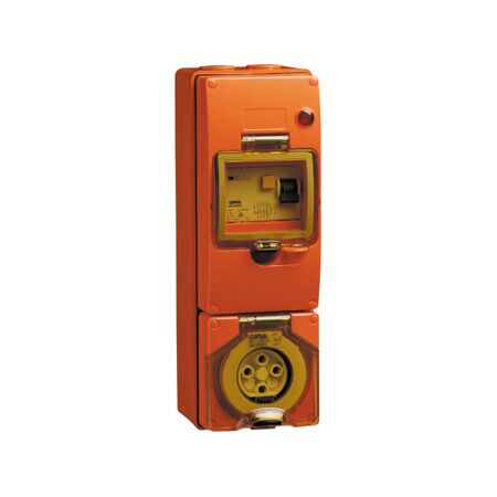 Clipsal - 56 Series, RCD Protected Switched Socket Outlet, 500V, 20A, 4 Round PIN, IP66, 30mA - Grey