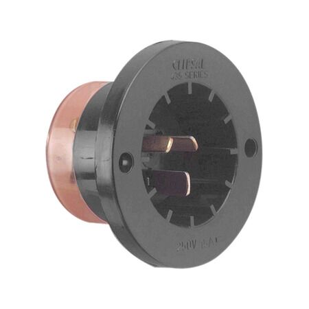 Standard Series, Socket Inlet, 3 PIN, 15A, 250V, Back Terminal Cover - Black