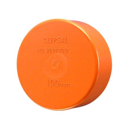Clipsal - Cable Management, Conduit Cap, PVC, 100mm - Suits 100mm pressure pipe - Electric Orange