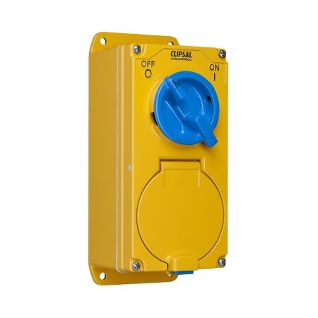 Metal Clad, Switched Socket Outlet Combination, 2 Gang, 32A, 500V, 4 Round Socket