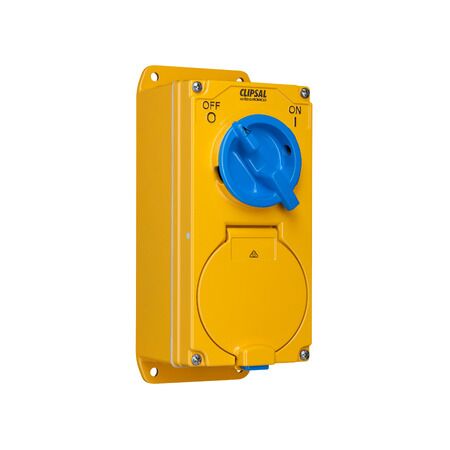 Metal Clad, Switched Socket Outlet Combination, 2 Gang, 250V, 2 Pole, 3 Sockets