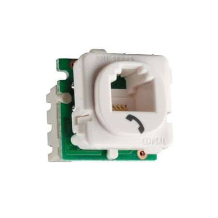 Clipsal Actassi, Modular Socket, Category 3, 6 Way, 4 Contact Socket Mechanism, Telephone - White Electric