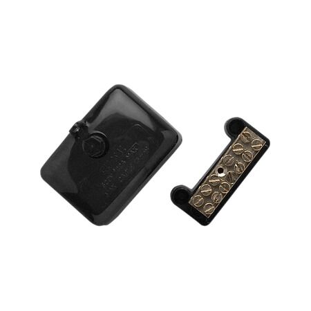 Clipsal - Max 4, Mini Neutral link, 100 A 500 V 6 hole with cover front wiring Black