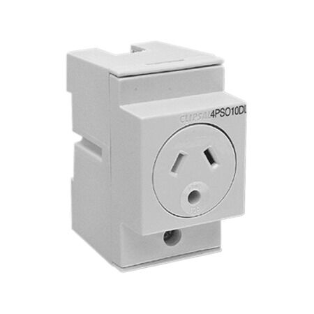 Clipsal - Max 4, Socket outlet, DIN Mounted 10 A 250 V 3 pin 2.5 module double pole with round earth