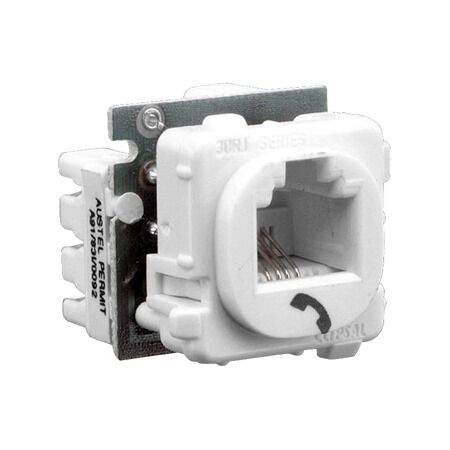 Clipsal Actassi, Modular Socket, Category 3, 6 Way, 6 Contact Socket Mechanism, Telephone - White Electric