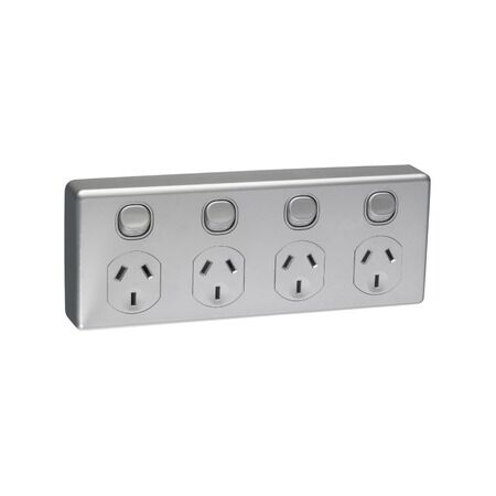 Classic C2000 Series, Quad Switch Socket Outlet, Classic, 250V, 10A, 2 Pole - Red