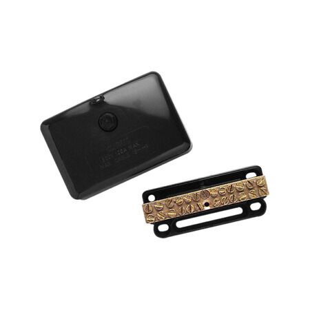 Clipsal - Max 4, Mini Neutral link, 100 A 500 V 12 hole with cover Black