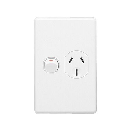 Classic C2000 Series, Single Switch Socket Outlet, Classic, 250V, 15A, Vertical - Black