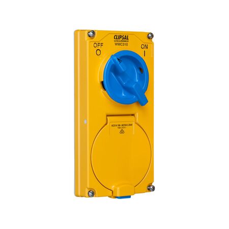 Metal Clad, Switched Socket Outlet Combination, 2 Gang, 10A, 250V, 3 Flat Socket