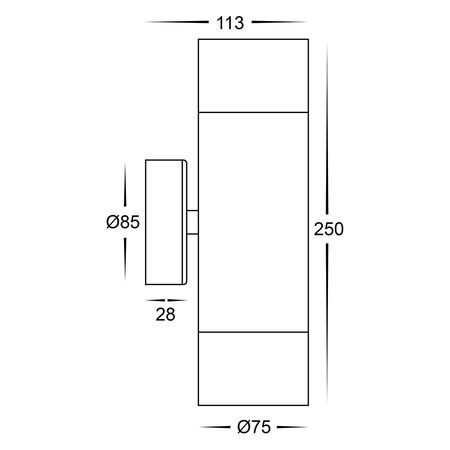 Maxi Tivah 316 Stainless Steel TRI Colour Up & Down Wall Pillar Lights