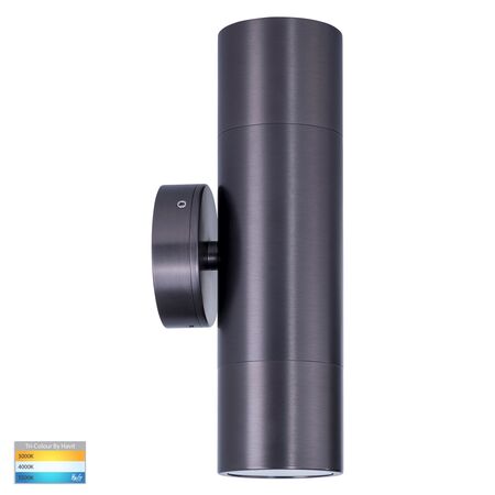 Tivah Solid Brass Graphite Coloured TRI Colour Up & Down Wall Pillar Lights