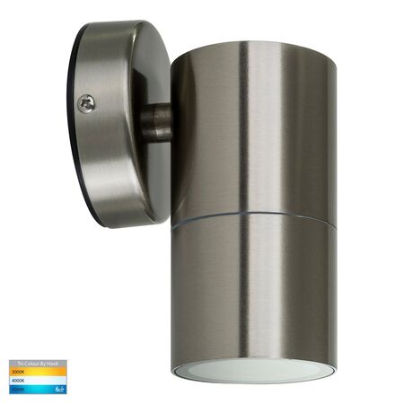 Fortis Stainless Steel TRI Colour Fixed Down LED Wall Pillar Light