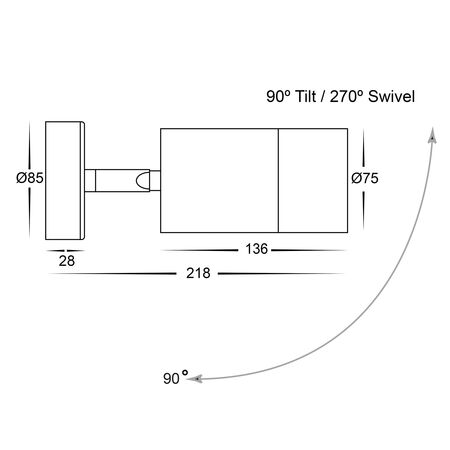 Maxi Tivah 316 Stainless Steel TRI Colour Single Adjustable Wall Pillar Lights