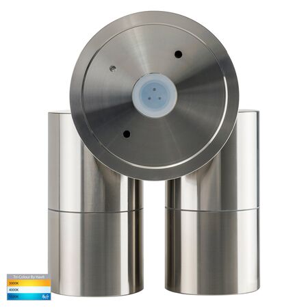 Fortis Stainless Steel TRI Colour Double Adjustable Wall Pillar Light