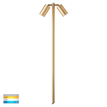 Tivah Solid Brass TRI Colour Double Adjustable LED Bollard Spike Light
