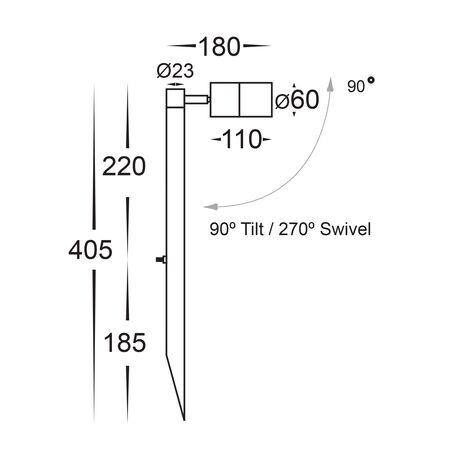 Tivah Aluminium Black 5w LED Garden Spike Light