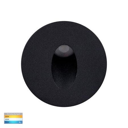 Mini Reces Black Round TRI Colour Recessed LED Step Light
