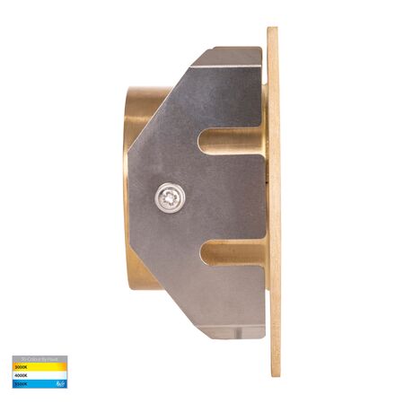Reces Brass Square TRI Colour Recessed LED Step Light