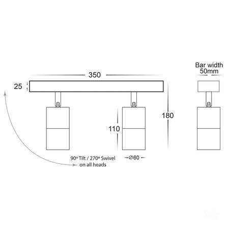 Tivah White 2 Light TRI Colour LED Bar Lights