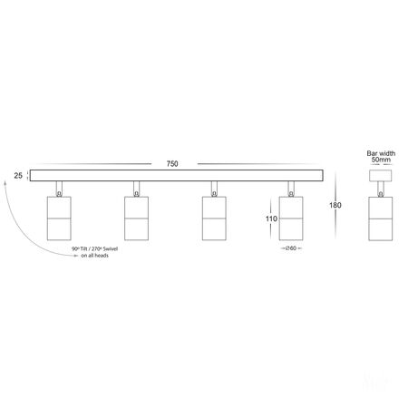 Tivah Titanium 4 Light TRI Colour LED Bar Lights