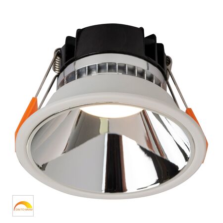 Gleam White with Chrome Insert Fixed Dim to Warm LED Downlight