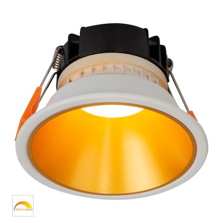 Gleam White with Gold Insert Fixed Dim to Warm LED Downlight
