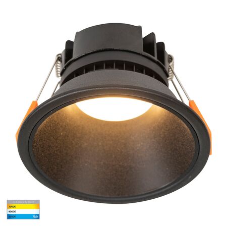 Gleam Black with Black Insert Tri Colour Fixed Deep LED Downlight