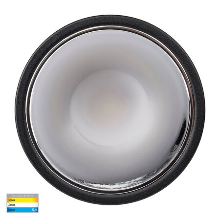 Gleam Black with Chrome Insert Tri Colour Fixed Deep LED Downlight