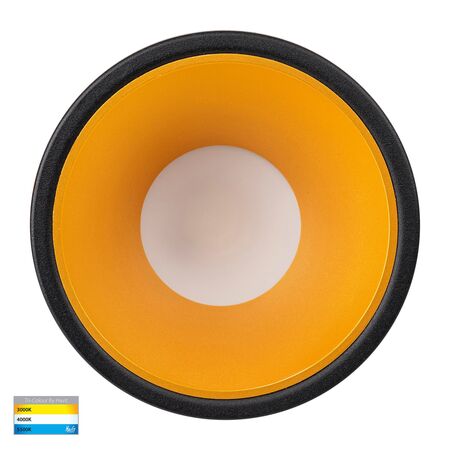 Gleam Black with Gold Insert Tri Colour Fixed Deep LED Downlight