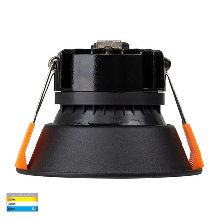 Gleam Black with Gold Insert Tri Colour Fixed Deep LED Downlight