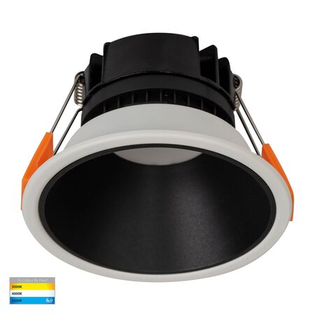 Gleam White with Black Insert Tri Colour Fixed Deep LED Downlight