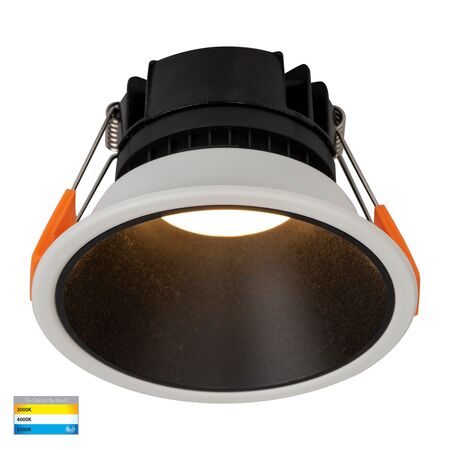 Gleam White with Black Insert Tri Colour Fixed Deep LED Downlight
