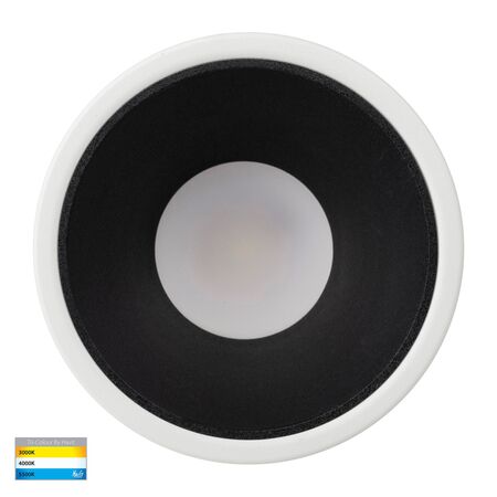 Gleam White with Black Insert Tri Colour Fixed Deep LED Downlight