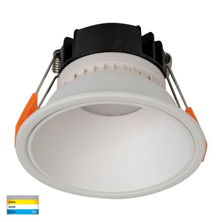 Gleam White with White Insert Tri Colour Fixed Deep LED Downlight