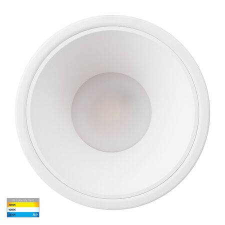 Gleam White with White Insert Tri Colour Fixed Deep LED Downlight