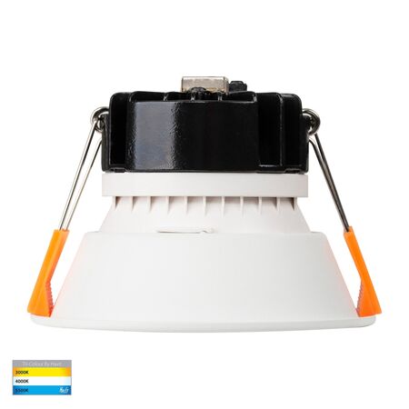 Gleam White with Gold Insert Tri Colour Fixed Deep LED Downlight