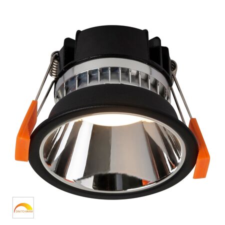 Gleam Black with Chrome Insert Fixed Dim to Warm LED Downlight