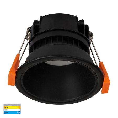 Gleam Black with Black Insert Tri Colour Fixed Deep LED Downlight