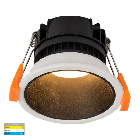 Gleam White with Black Insert Tri Colour Fixed Deep LED Downlight