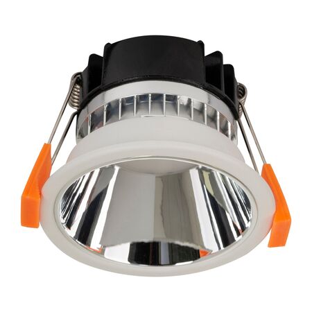 Gleam White with Chrome Insert Fixed Dim to Warm LED Downlight