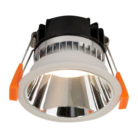 Gleam White with Chrome Insert Fixed Dim to Warm LED Downlight
