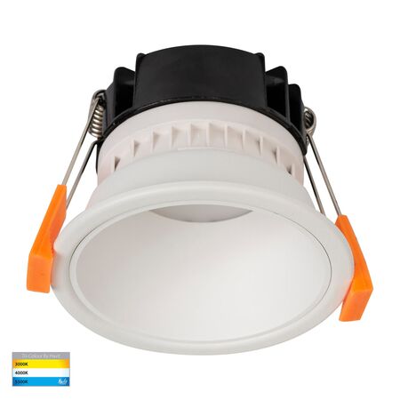 Gleam White with White Insert Tri Colour Fixed Deep LED Downlight