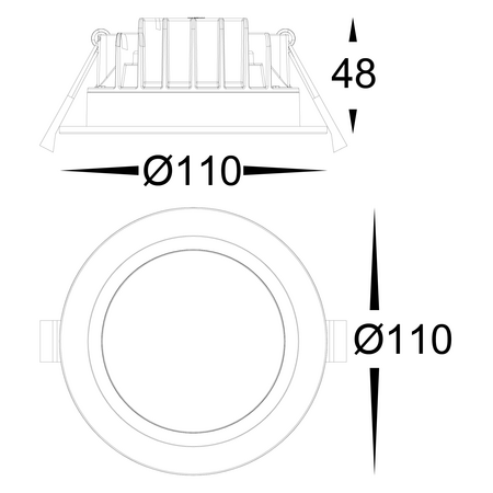 Polly Polycarbonate Black Fixed LED Downlight
