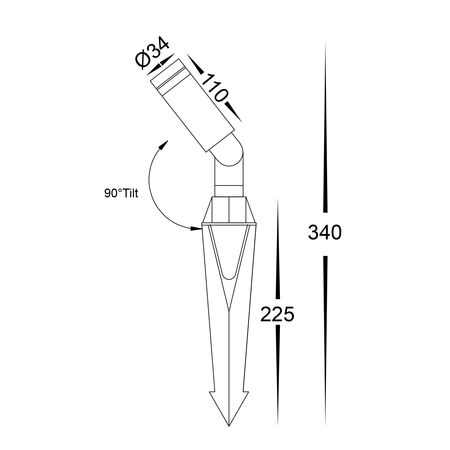 Cilindor Antique Brass 3w LED Garden Spike Light
