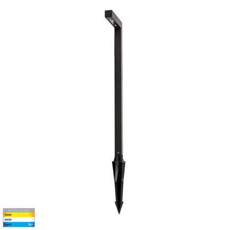 Nedia Square 7w Tri Colour Aluminium Black Garden Spike Light
