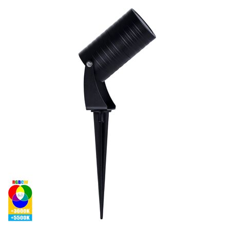 Nova Aluminium Black RGBCW 7w LED Garden Spike Light