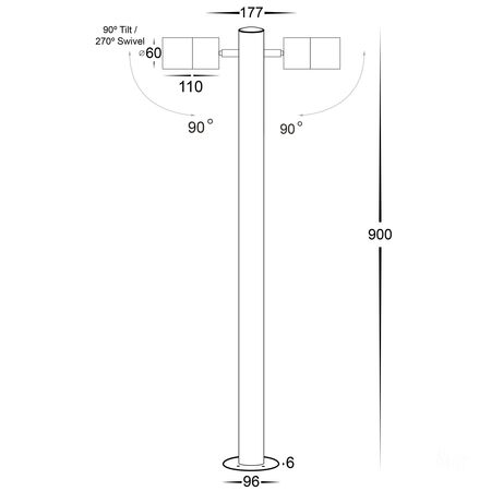 Tivah 316 Stainless Steel TRI Colour Double Adjustable LED Bollard Light