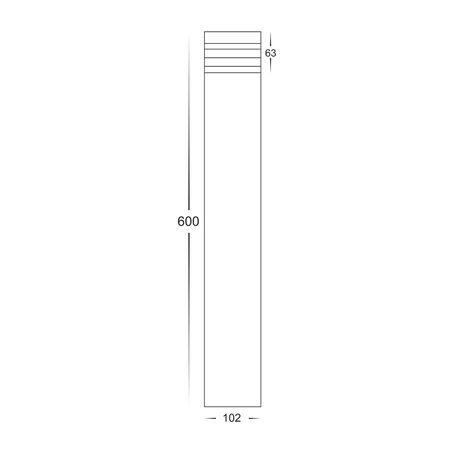 Maxi 600 Black Louvred LED Bollard Light